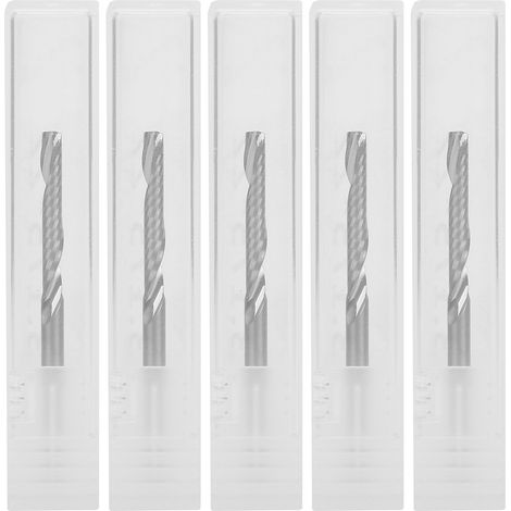 Lot de 5 fraises spirales en carbure de tungstène 3,175 x 22 mm pour sculpture sur bois (1/5)
