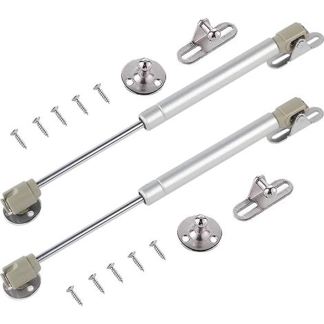 Charnière pour meuble, 2 pièces, vérin hydraulique pour porte de cuisine, 40 N, 270 mm, en acier inoxydable, avec vis (argenté) (1/5)