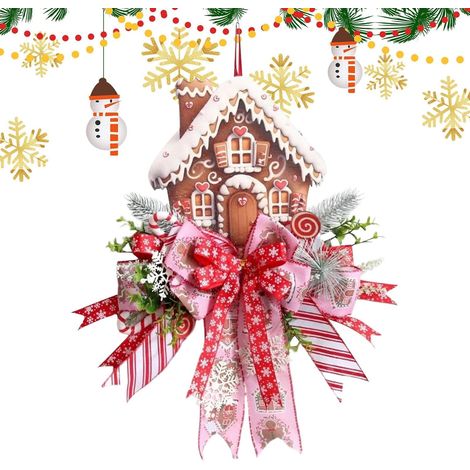 Couronne de Noël d'Épice Pancarte Artificielle de Couronne de 51 cm en Décoration de Noël Extérieur pour Maison Ferme École Cour Salle de Classe Fenêtre Clôture (1/5)