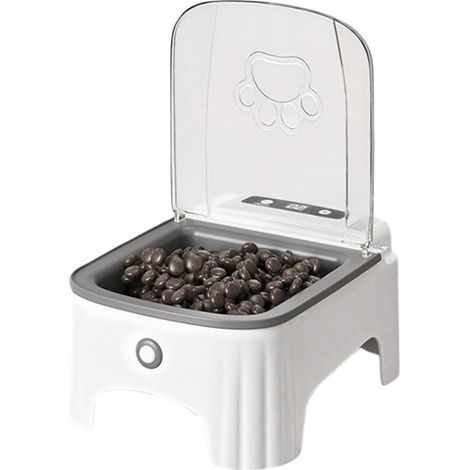 Longziming - Distributeur automatique de croquettes pour chat - 24 × 12,5 × 18 cm - Minuteur programmable - Plastique alimentaire - Résistant au basculement et silencieux - Distributeur automatique - (1/5)