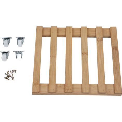 Support à plantes roulant en bambou avec roulettes, stable et anti-rayures pour pots lourds et jardin mobile. (1/5)