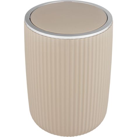 Poubelle de salle de bain 5,5 litres – Hauteur 27 cm, diamètre 19 cm – Plastique de haute qualité – Couvercle basculant pour déchets discrets