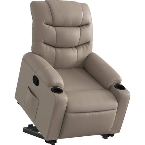 vidaXL Poltrona Alzapersona Reclinabile Cappuccino in Similpelle (1/5)