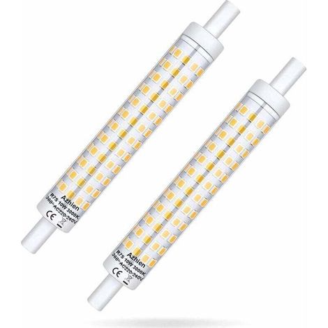 Ampoule LED R7S 118 mm à intensité variable 10 W R7S 118 mm Blanc chaud 3000 K 10 W Ampoule halogène équivalente à 48 W 60 W 75 W 1000 lm 360 degrés R7S J118 Capuchon linéaire sans scintillement Lot d