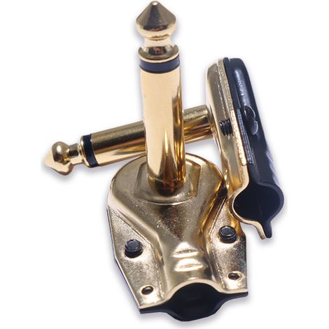90° angled mono plug for electric guitar (6.35 mm), 2-pin audio amplifier connector (6.5 mm). (1/4)