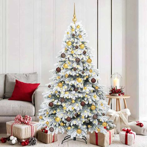 vidaXL Artificial Christmas Tree with 300 LEDs White 180 cm PE and PVC (1/5)