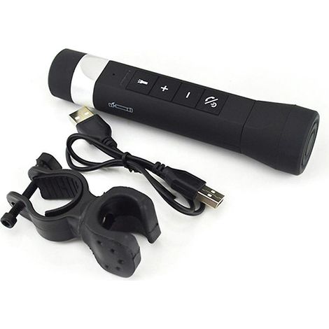 Haut-parleur Bluetooth sans fil extérieur, enceinte vélo portable avec lampe torche LED, batterie externe 1200mAh, étanche
