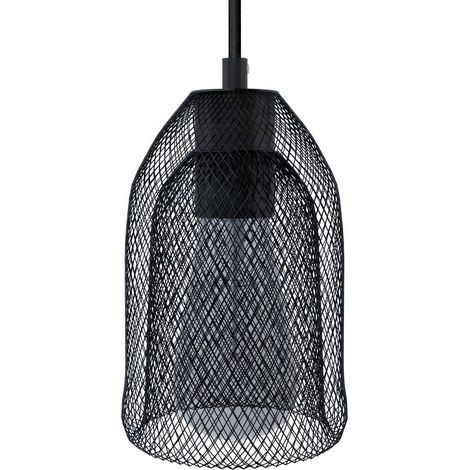 Lampada a sospensione Made in Italy completa di cavo tessile, paralume Ghostbell e finiture in metallo  Senza lampadina - Nero - Matter ON/OFF