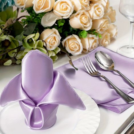 2er-Pack Satin-Tischservietten 43x43 cm - Hellviolett, luxuriöse Dekoration für Hochzeit und Hotel-lsw