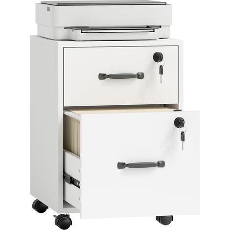 HOMCOM Roll File Cabinet with Drawer, Organiser Letter Size, White (1/5)