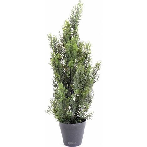 Cyprès artificiel en pot anti-UV pour extérieur H 60 cm Vert - dimhaut: H 60 cm - couleur: Vert