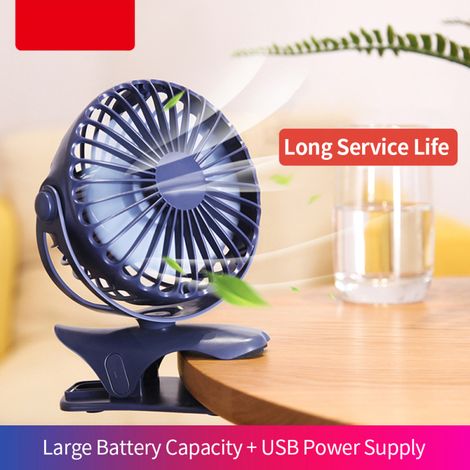 Ventilateur USB rechargeable Yoobao Y-F04, mini ventilateur portable avec pince, 4 vitesses, petit ventilateur électrique bleu 6400 mAh (1/5)