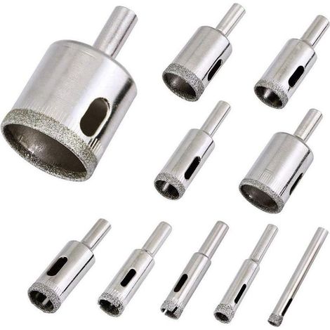 Set di 10 punte diamantate per trapano per ceramica, vetro, porcellana e piastrelle - da 6 mm a 30 mm (1/4)
