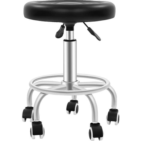 Tabouret de bar, hauteur réglable, rotatif à 360°, noir (1/2)