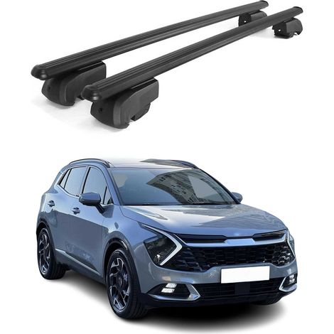 OMAC Barres de toit en aluminium pour Kia Sportage mk5 NQ5 2023-2026 – City Crash – ISO/PAS 11154:2006 – Antivol inclus – Charge max 75 kg – 2 barres Noir (1/4)