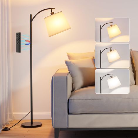 Modern Floor Lamp with Remote Control, Elegant Lampshade, Adjustable Arc Design, Black (1/5)