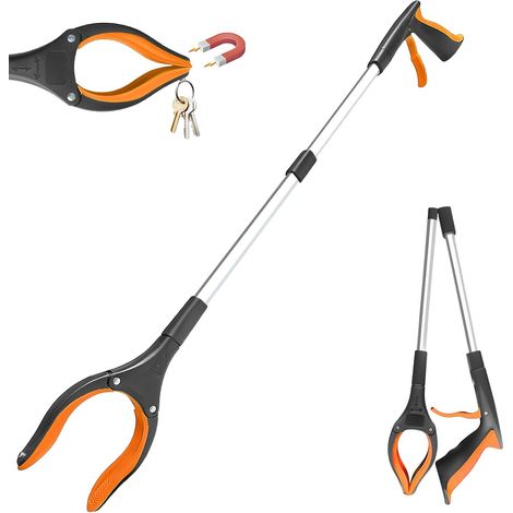 32 Zoll langer, faltbarer Greifer mit um 360° drehbaren, rutschfesten Backen und Magneten zum Aufsammeln von Müll und zur Unterstützung der Mobilität (Orange) (1/4)