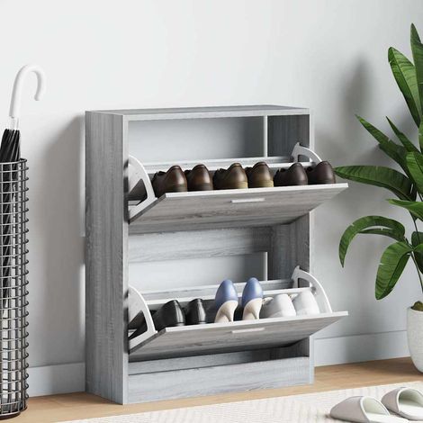 vidaXL Shoe Cabinet Grey Sonoma 63x24x81 cm Engineered Wood (1/5)