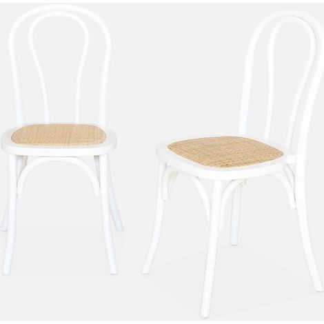 Set 2 sedie vintage in legno e rattan