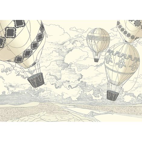 Papier peint panoramique Enfants - Montgolfières - 130 cm x 93 cm (1/2)