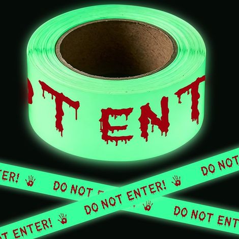 Sollbry Halloween Ruban De Signalisation,5M Ruban D'avertissement d'halloween,Hallowee avec Fonction Veilleuse pour Intérieur Et Extérieur,Fête D'Hallowee (1/5)
