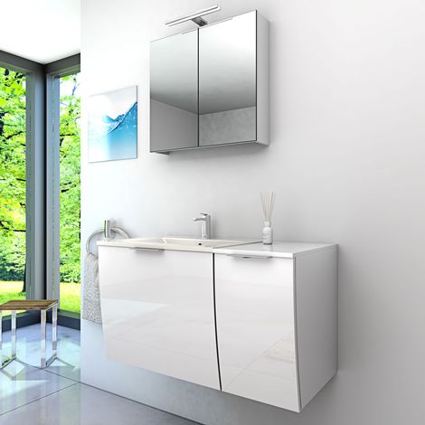 AcquaVapore Badmöbel Set Gently 1 V1 Weiß MDF Waschtisch 90cm ohne LED Beleuchtung (1/5)