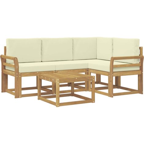 Set di divani da esterno con cuscino 5 pcs Bianco e Crema vidaXL
