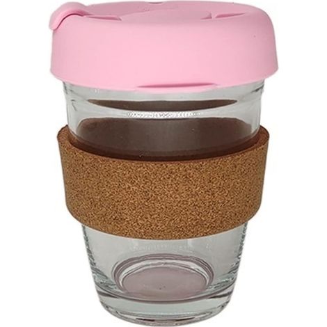 Tasse à café réutilisable en verre trempé KeepCup  Mug de voyage avec couvercle anti-éclaboussures, bande de liège, léger, sans BPA  Moyen  341 ml  Filtre