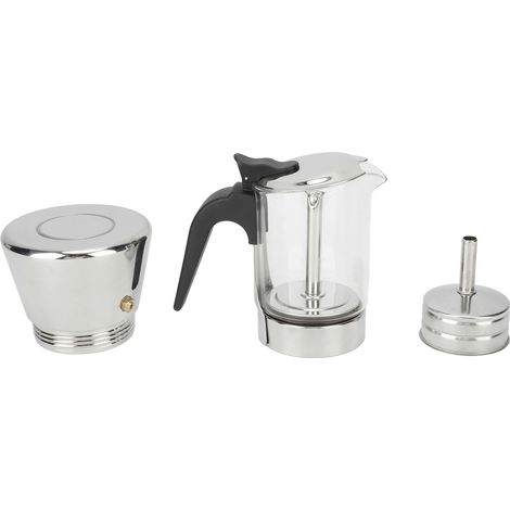 Cafetière italienne Greca à corps visible, en acier inoxydable, pour la maison, les cafés et les bureaux (160 ml). (1/5)