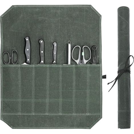Étui de protection pour ustensiles de chef, étui à couteaux de chef à 7 compartiments, étui à couteaux en toile cirée, porte-ustensiles, sac de rangement, rouleau à couverts 4556 (1/5)
