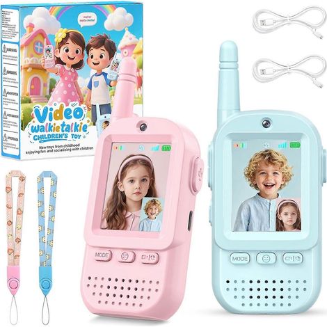 Talkies-walkies rechargeables pour enfants de 3 à 12 ans (lot de 2), avec caméra HD, changeur de voix et écran de 2 pouces. (1/5)