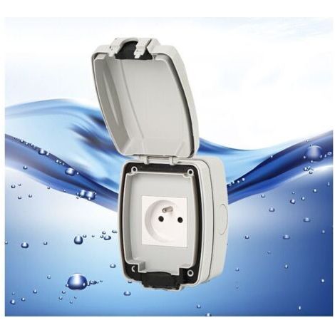 Enchufe exterior impermeable IP66, enchufe con forma de interruptor de pared protegido contra polvo, enchufe eléctrico montado en pared para jardín, interior y exterior (enchufe simple). (1/4)