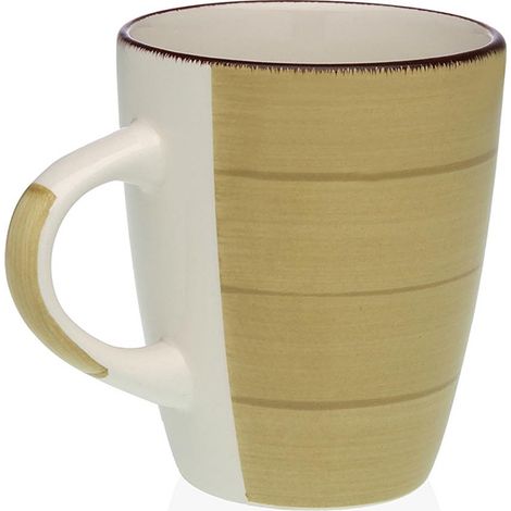 VERSA taza mug beige 350 ml , Taza mug porcelana beige de 350 ml. -Marca: Versa. -Moderna taza mug de diseño alegre. -Material: porcelana de gran calidad. -Apto para lavavajillas y