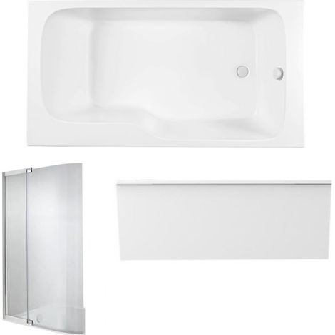 Baignoire bain douche JACOB DELAFON Malice antidérapante + tablier niche + pare bain 160 x 85 cm version droite (1/5)