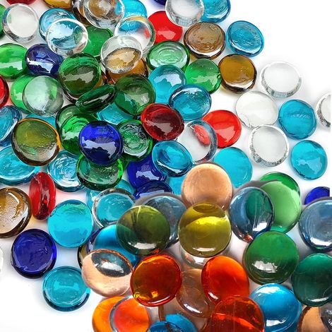 Galets en verre (340 g) – Petites billes plates pour aquariums, vases et décoration (1/5)