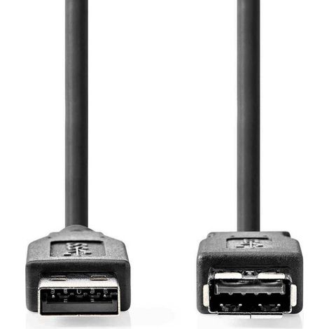 CCGL61010BK20 Câble USB USB 3.2 Gen 1 USB-A Mâle USB-A Femelle 5 Gbps Plaqué nickel 2.00 m Rond PVC Noir Label (1/2)