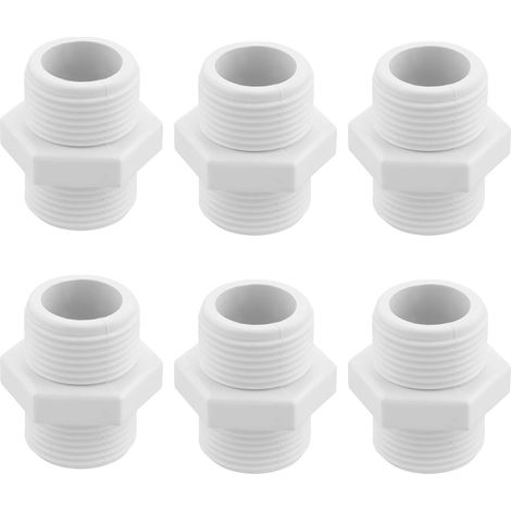 Sollbry Lot 6 Raccords Tuyau d'Eau pour Lave-Linge/Lave-Vaisselle Filetage Mâle G3/4xG3/4 25MM PVC Adaptateur Mamelon Hexagonal (1/5)