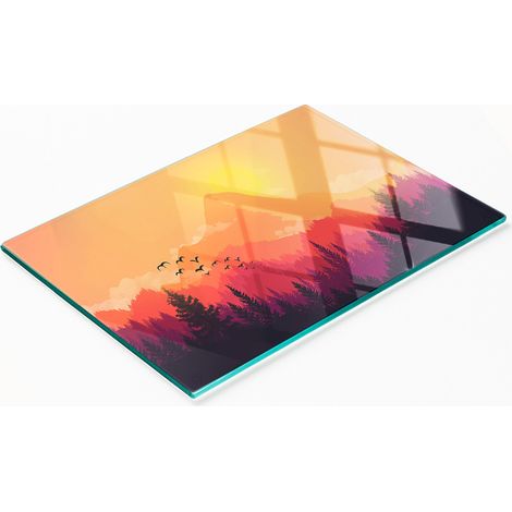 Tabla de cortar de cristal para cocina con estampado de paisaje de montaña, 80x52 cm. (1/5)