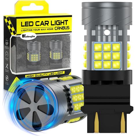3157 T25 LED Bulb with Cooling Fan, Error Free CANBUS, 500% Brightness, 3000 LM, White P27/7W 3157A 3157NA LED for DRL Reverse Lights Turn Signals Stop, 2PCS (1/5)