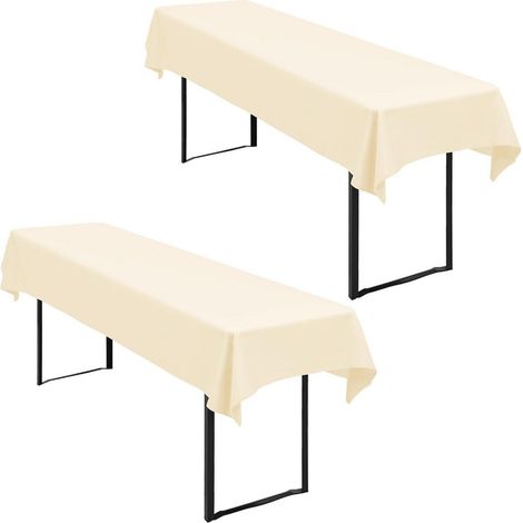 Set de 2 nappes de table de bière Beige 250x100cm Imperméable Polyester pour tables de 50-70cm