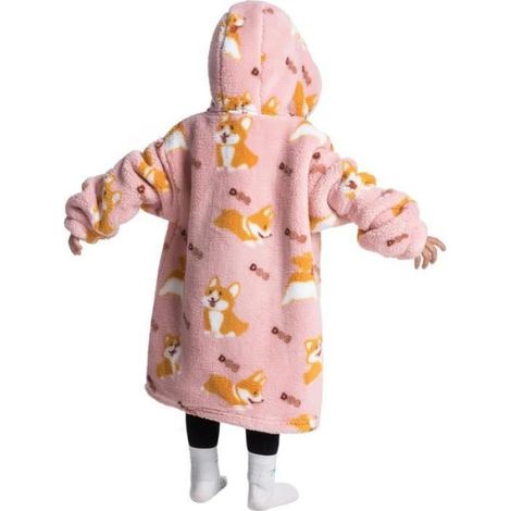 Couverture à Capuche Enfant - - Corgi - Taille Unique 3-6 Ans - Lavable en Machine - Douceur Velours (1/4)
