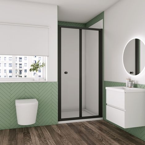 Falttür 76x195cm Nischentür 5mm NANO ESG Klarglas,Komplett Mattschwarz，Links/rechts montierbar，Faltbar Dusche Faltduschtür Duschabtrennung Duschwand (1/5)