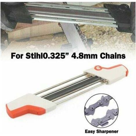 2-in-1-Kettensägenschärfer, einfaches Schärfen, Schleifwerkzeuge für STIHL, Feile und Tiefenmesser in einem ergonomischen Werkzeug (weiß und orange), 4,8 mm STOL (1/4)