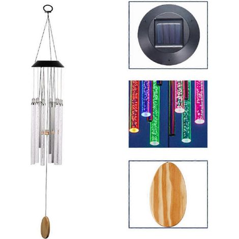 Carillon éolien solaire à LED, lumière de différentes couleurs, éclairage extérieur étanche. (1/5)