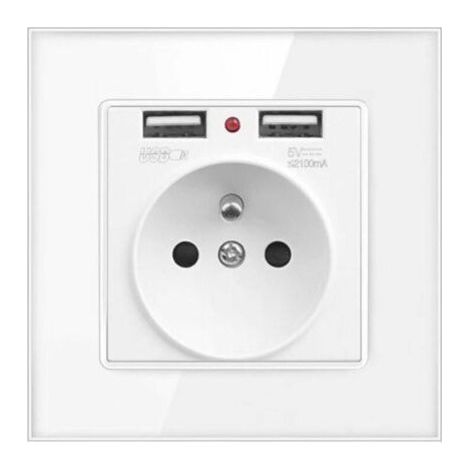 Prise Electrique Murale avec Double USB - Chargeur pour iPhone/Android prise française (1/4)