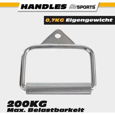 Poignée à une main ScSPORTS® - avec poignée rotative, acier, jusqu'à 200 kg, moletée, chromée - poignée de traction à Étiquette (1/4)