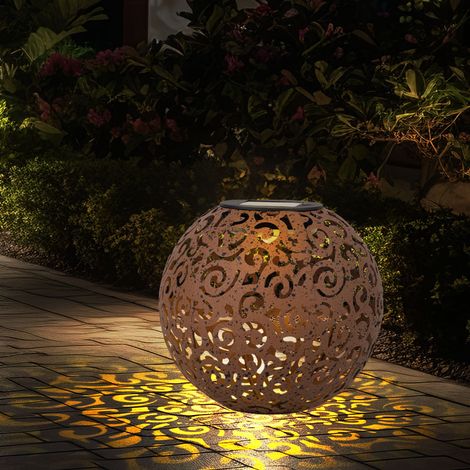 Globo – Lampe solaire décorative en métal rouille – lumière blanche chaude 3000K – IP44 – éclairage extérieur jusqu'à 8h – diamètre 18,5 cm (1/5)