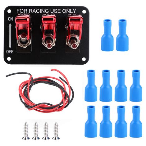 Panel de encendido basculante, panel de interruptores basculantes, material metálico de alta calidad, amplia aplicación para coches de 12 V y coches de carreras. (1/5)