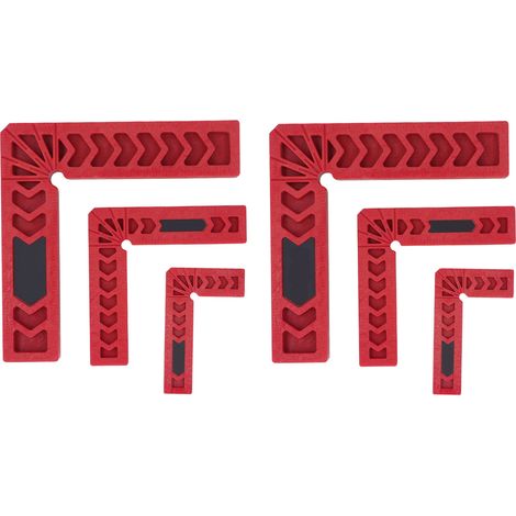 Lot de 12 équerres de montage 90° en plastique renforcé, serre-joints d'angle pour menuiserie et ébénisterie, outil de charpentier rouge (1/5)