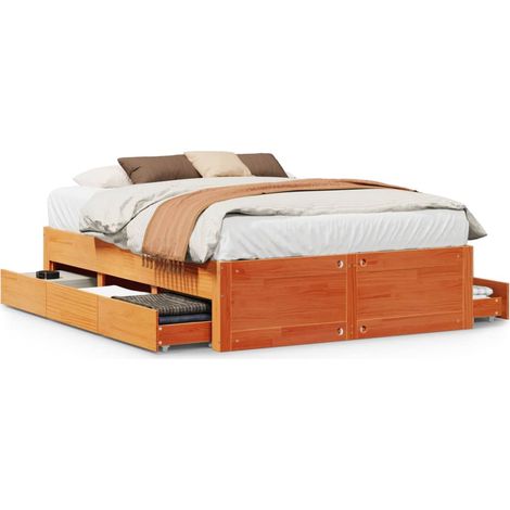 Maison Exclusive - Massivholzbett ohne Matratze mit Schubladen Br